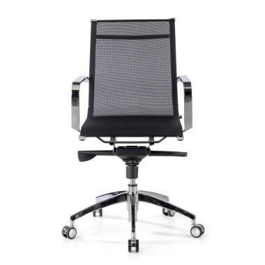 office chair black chromed frame net mesh fixed armrests 3