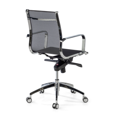 office chair black chromed frame net mesh fixed armrests 5