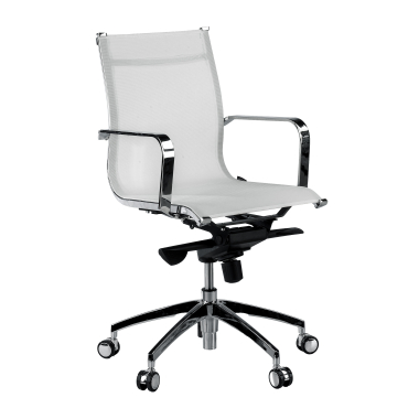 office chair white chromed frame net mesh fixed armrests 1