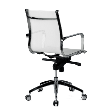 office chair white chromed frame net mesh fixed armrests 5
