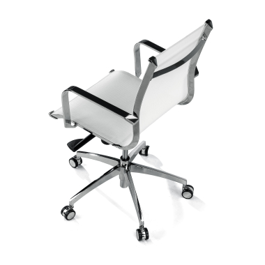 office chair white chromed frame net mesh fixed armrests 7