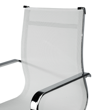office chair white chromed frame net mesh fixed armrests 8