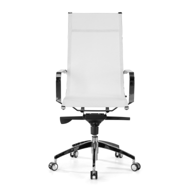 office chair white chromed frame net mesh fixed armrests 3