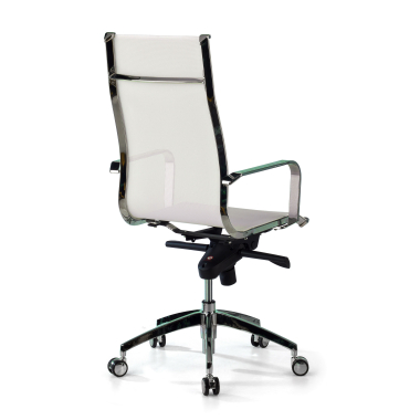 office chair white chromed frame net mesh fixed armrests 7