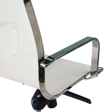 office chair white chromed frame net mesh fixed armrests 5