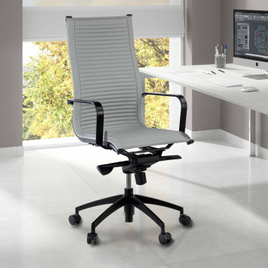 office chair gray black frame faux leather synthetic leather fixed armrests 2