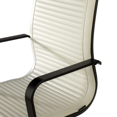 office chair white black frame faux leather synthetic leather fixed armrests 4