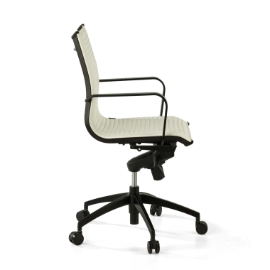 office chair white black frame faux leather synthetic leather fixed armrests 4