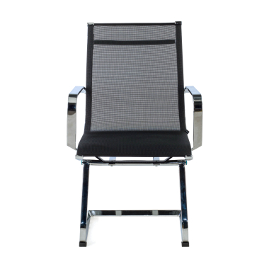 visitor chair black chromed frame net mesh fixed armrests 3