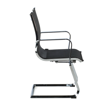 visitor chair black chromed frame net mesh fixed armrests 4