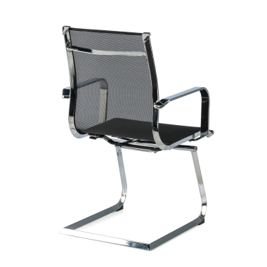 visitor chair black chromed frame net mesh fixed armrests 8