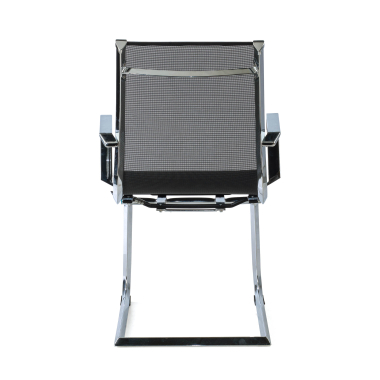 visitor chair black chromed frame net mesh fixed armrests 9