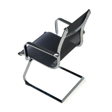 visitor chair black chromed frame net mesh fixed armrests 7