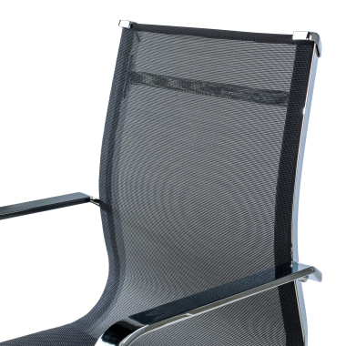 visitor chair black chromed frame net mesh fixed armrests 6