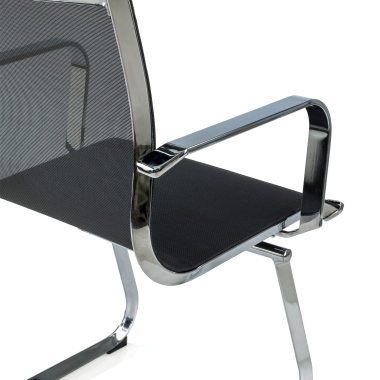 visitor chair black chromed frame net mesh fixed armrests 5