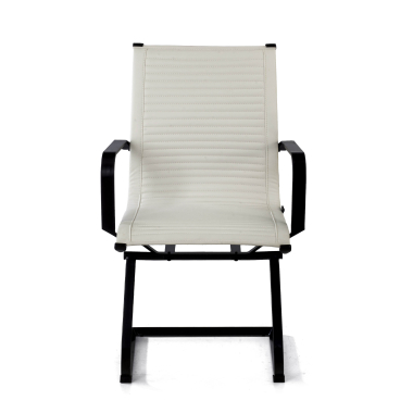 visitor chair white black frame faux leather synthetic leather fixed armrests 3