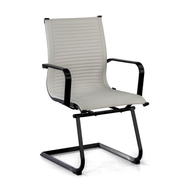 visitor chair white black frame faux leather synthetic leather fixed armrests 1