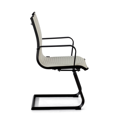 visitor chair white black frame faux leather synthetic leather fixed armrests 4
