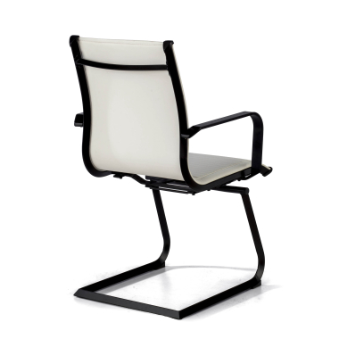 visitor chair white black frame faux leather synthetic leather fixed armrests 9
