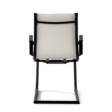 visitor chair white black frame faux leather synthetic leather fixed armrests 7