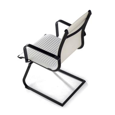visitor chair white black frame faux leather synthetic leather fixed armrests 8
