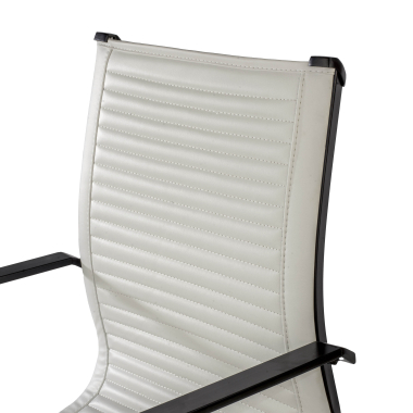 visitor chair white black frame faux leather synthetic leather fixed armrests 5