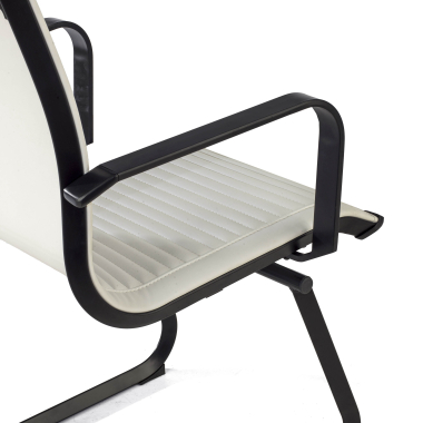 visitor chair white black frame faux leather synthetic leather fixed armrests 6