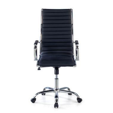 office chair black high back synthetic leather fixed armrests 3