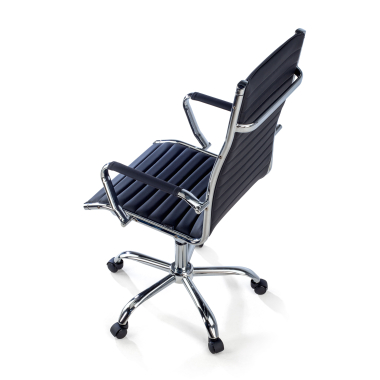 office chair black high back synthetic leather fixed armrests 5
