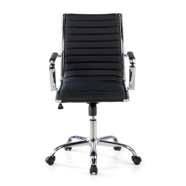 office chair black low back synthetic leather fixed armrests 3