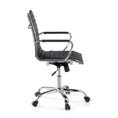 office chair black low back synthetic leather fixed armrests 4