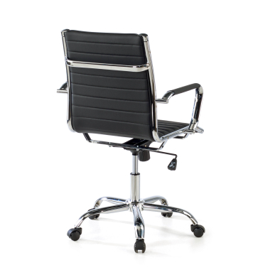 office chair black low back synthetic leather fixed armrests 9