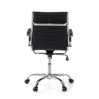 office chair black low back synthetic leather fixed armrests 6
