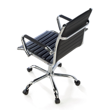 office chair black low back synthetic leather fixed armrests 8
