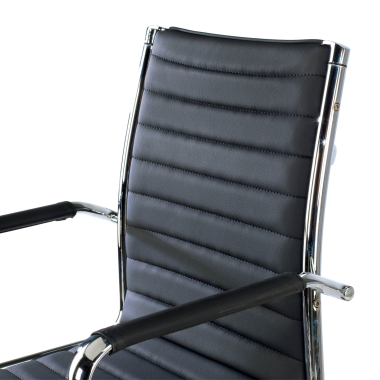 office chair black low back synthetic leather fixed armrests 7