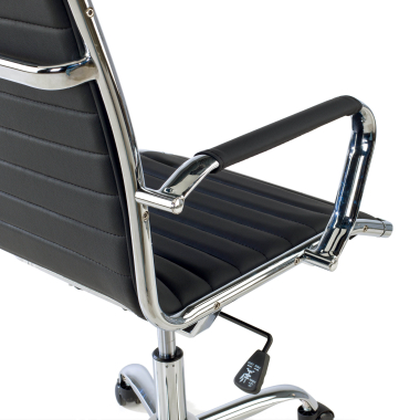 office chair black low back synthetic leather fixed armrests 5