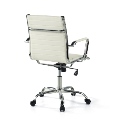 office chair white low back synthetic leather fixed armrests 8