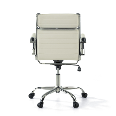 office chair white low back synthetic leather fixed armrests 6
