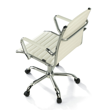 office chair white low back synthetic leather fixed armrests 7