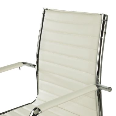 office chair white low back synthetic leather fixed armrests 5