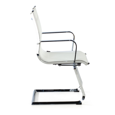 visitor chair white chromed frame net mesh fixed armrests 4