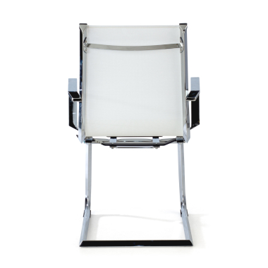 visitor chair white chromed frame net mesh fixed armrests 9