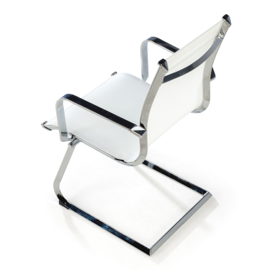 visitor chair white chromed frame net mesh fixed armrests 7