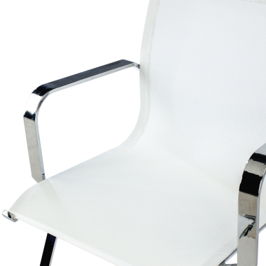 visitor chair white chromed frame net mesh fixed armrests 5