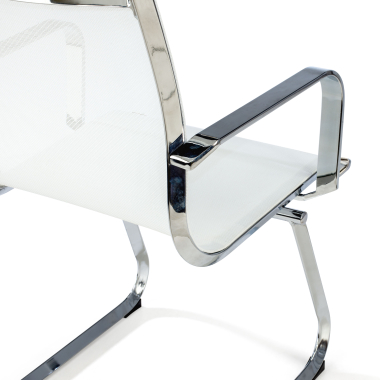 visitor chair white chromed frame net mesh fixed armrests 6