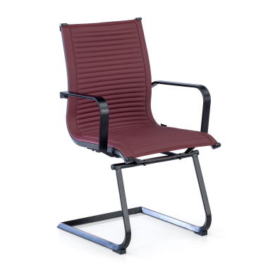 visitor chair red black frame faux leather synthetic leather fixed armrests 1