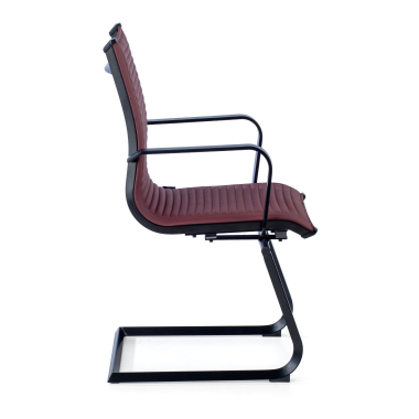 visitor chair red black frame faux leather synthetic leather fixed armrests 4