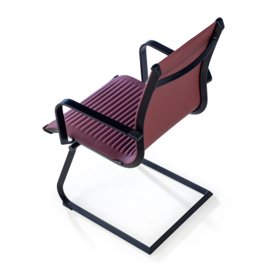 visitor chair red black frame faux leather synthetic leather fixed armrests 7