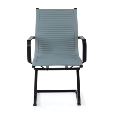 visitor chair gray black frame faux leather synthetic leather fixed armrests 3