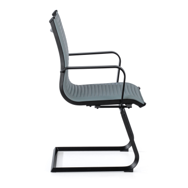 visitor chair gray black frame faux leather synthetic leather fixed armrests 4